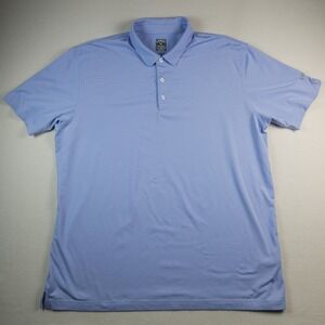 Callaway Golf Polo Shirt Men 2XL Light Blue Striped OPTI DRI Performance Stretch